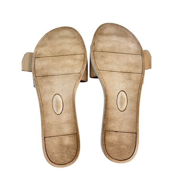 Anne Klein Iflex AKShanna Gold Metallic Buckle Slide Sandals Size 6.5M GUC - Picture 5 of 8